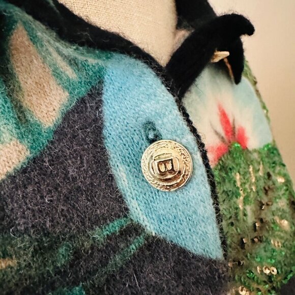 Blumarine Womens Floral Sweater Size 42 US 6 Angora Wool Blend Beaded Detail - Picture 5 of 8